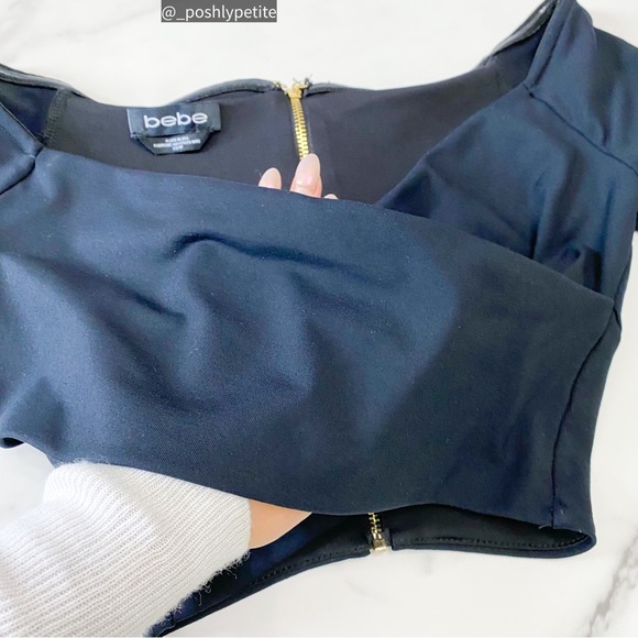 Bebe xs black criss cross off shoulder wrap crop top - Picture 4 of 13